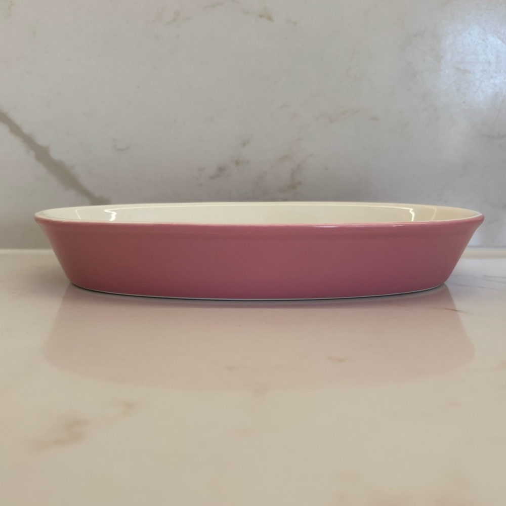 Small Oval Pink Au Gratin Casserole Baking Dish Bakeware Vegetable Dish